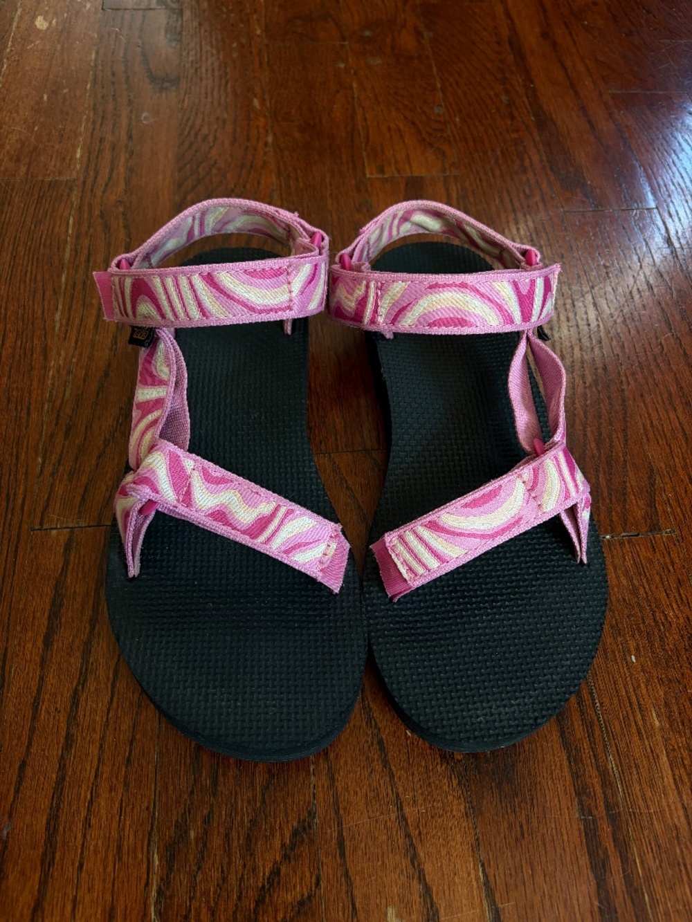 Pink womens Teva original sandals